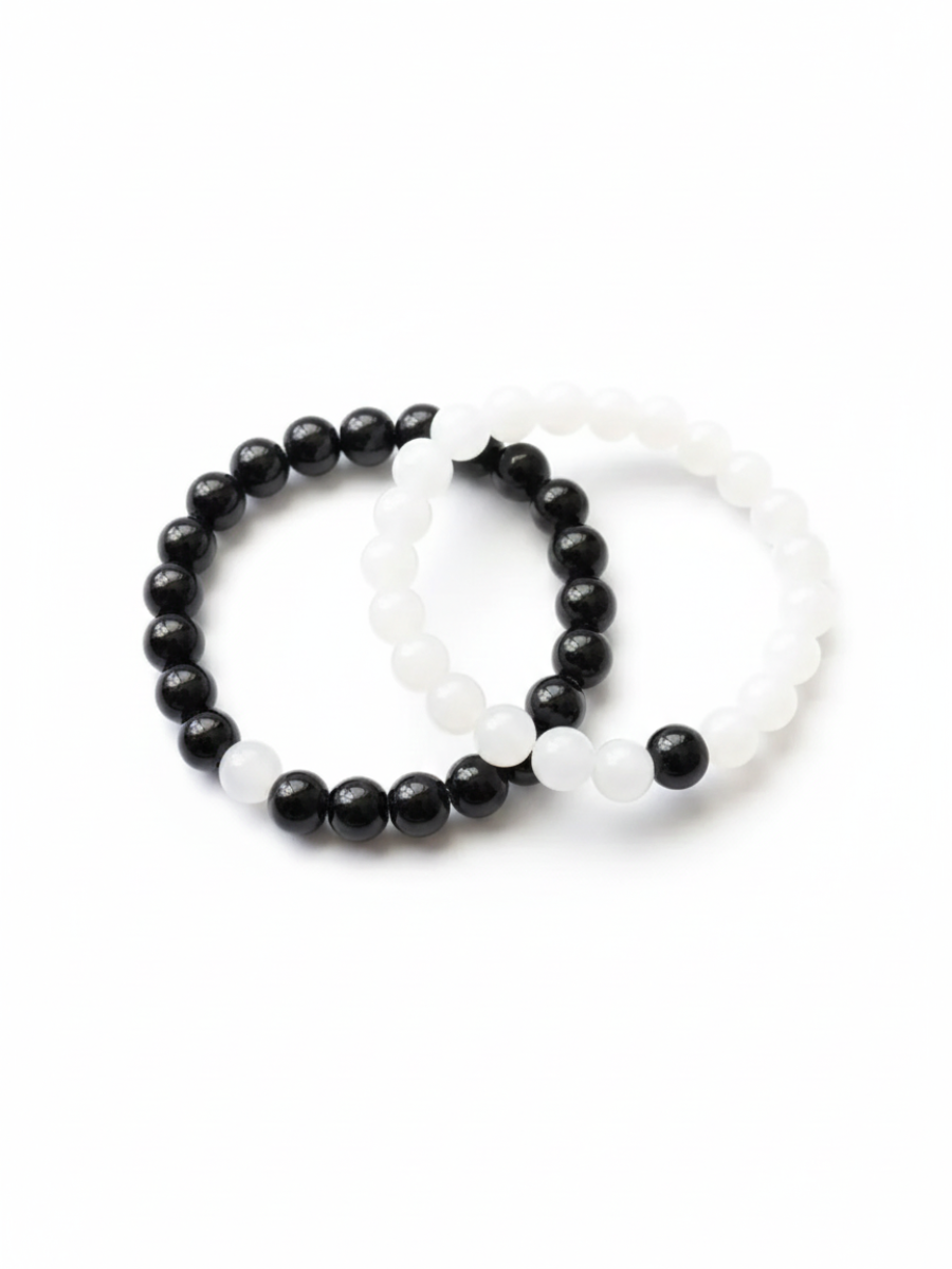 Stylish Black and White Beaded Friendship Bracelets