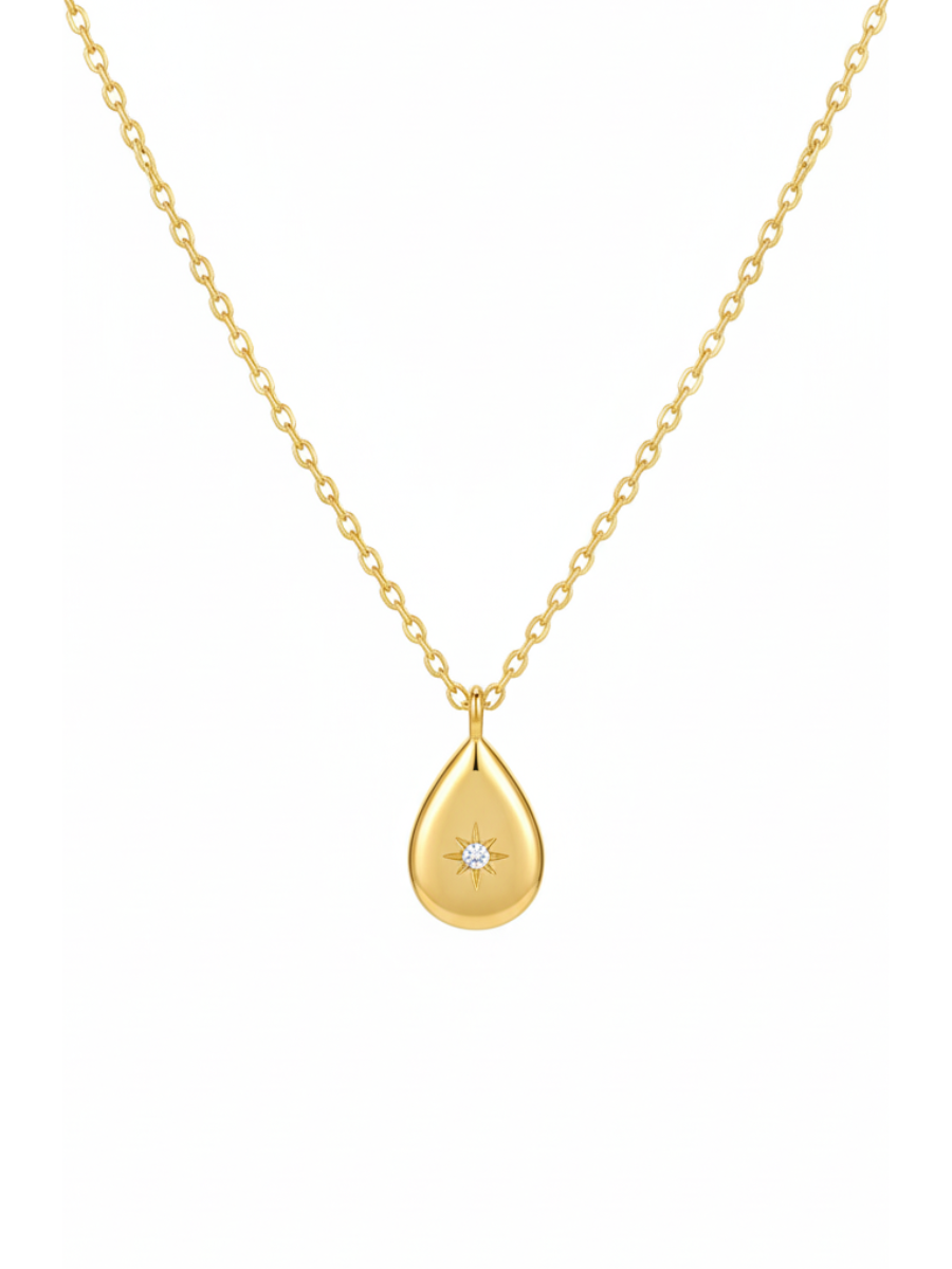 Tiny Star Waterdrop Pendant Golden Chain Necklace