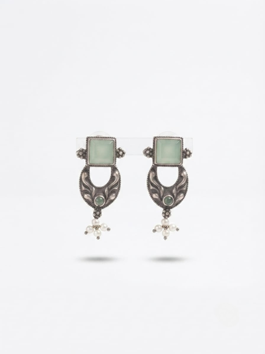 Antique silver pearl drop earrings
