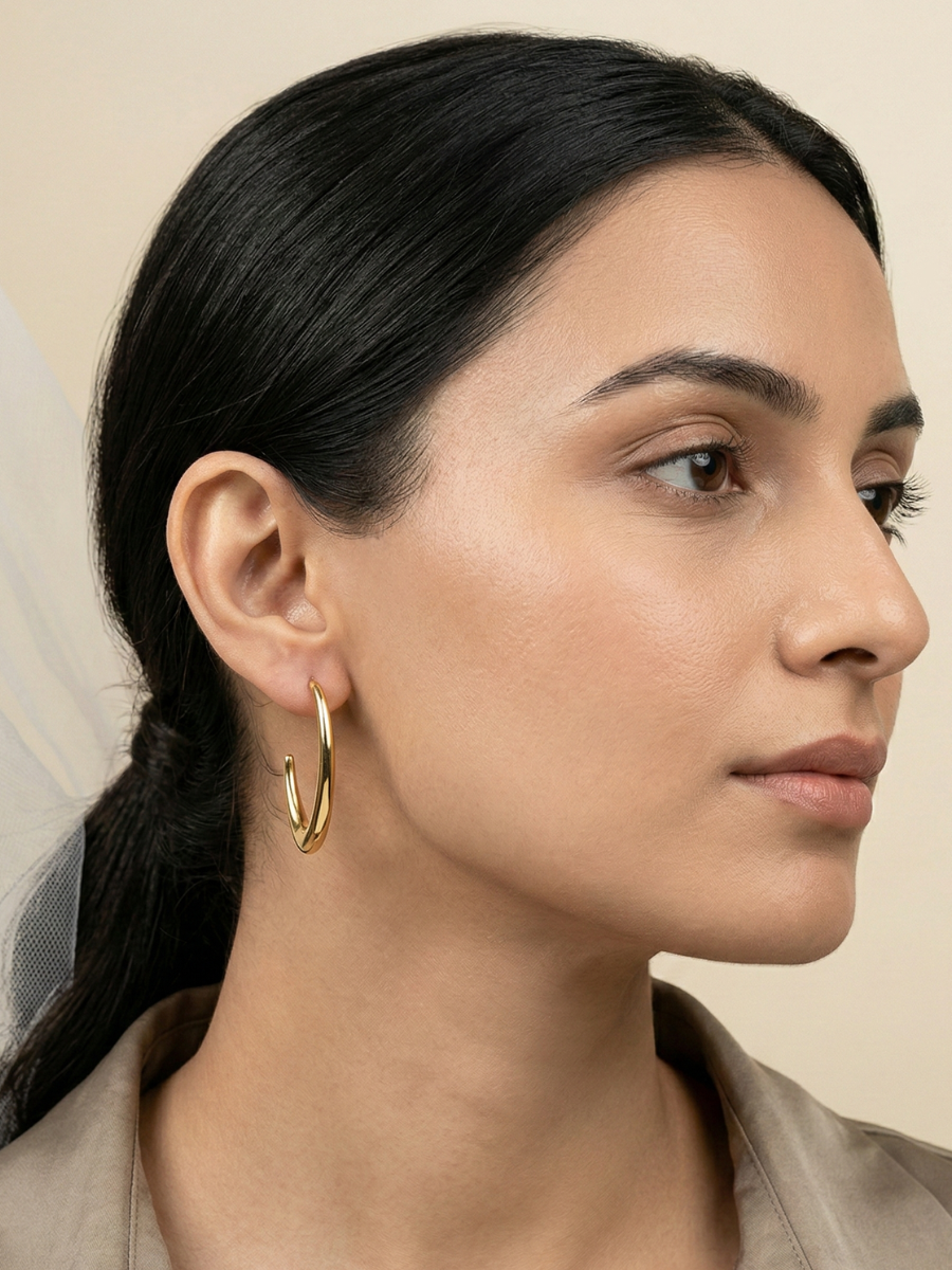 Gold Plated Minimal Korean Hoop Earrings