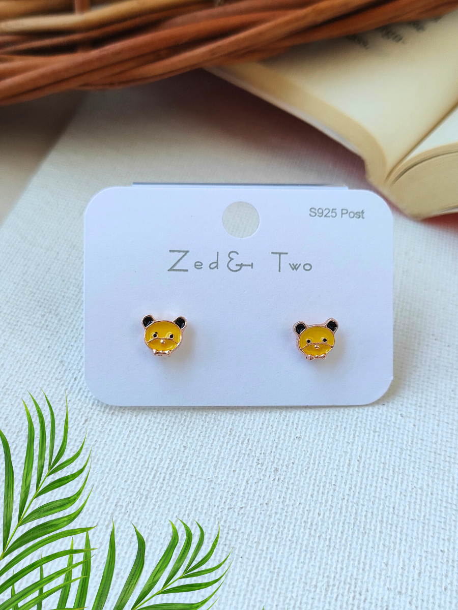 Buy Yellow Bulldog Shaped Girls Cute Korean Stud Earrings Online
