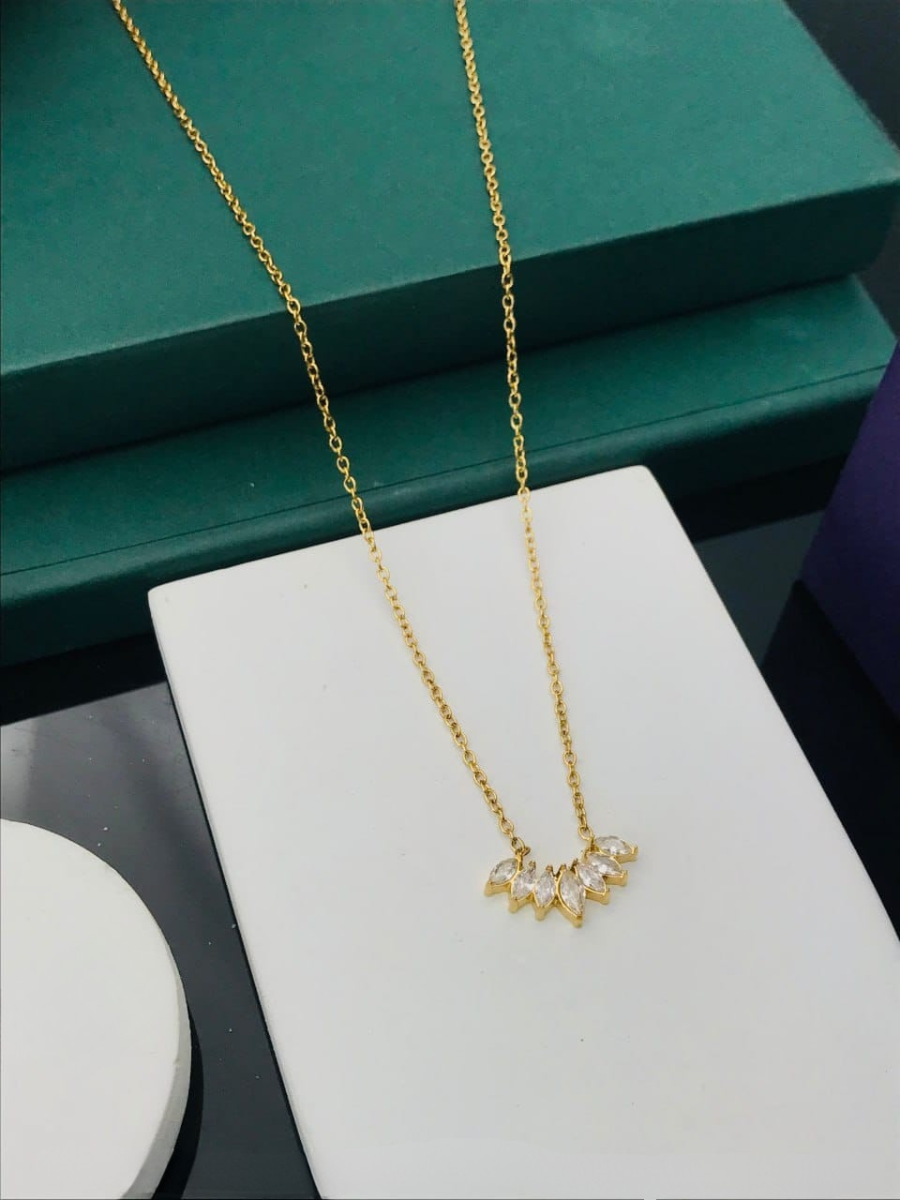 Buy 18K Gold Finish Celestia Crystal Cluster Chain Necklace Online in India - TheJewelbox