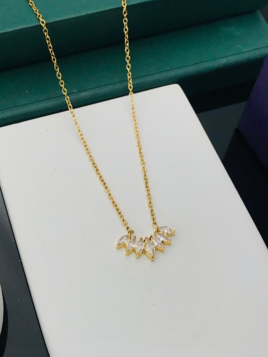 18K Gold Finish Celestia Crystal Cluster Chain Necklace