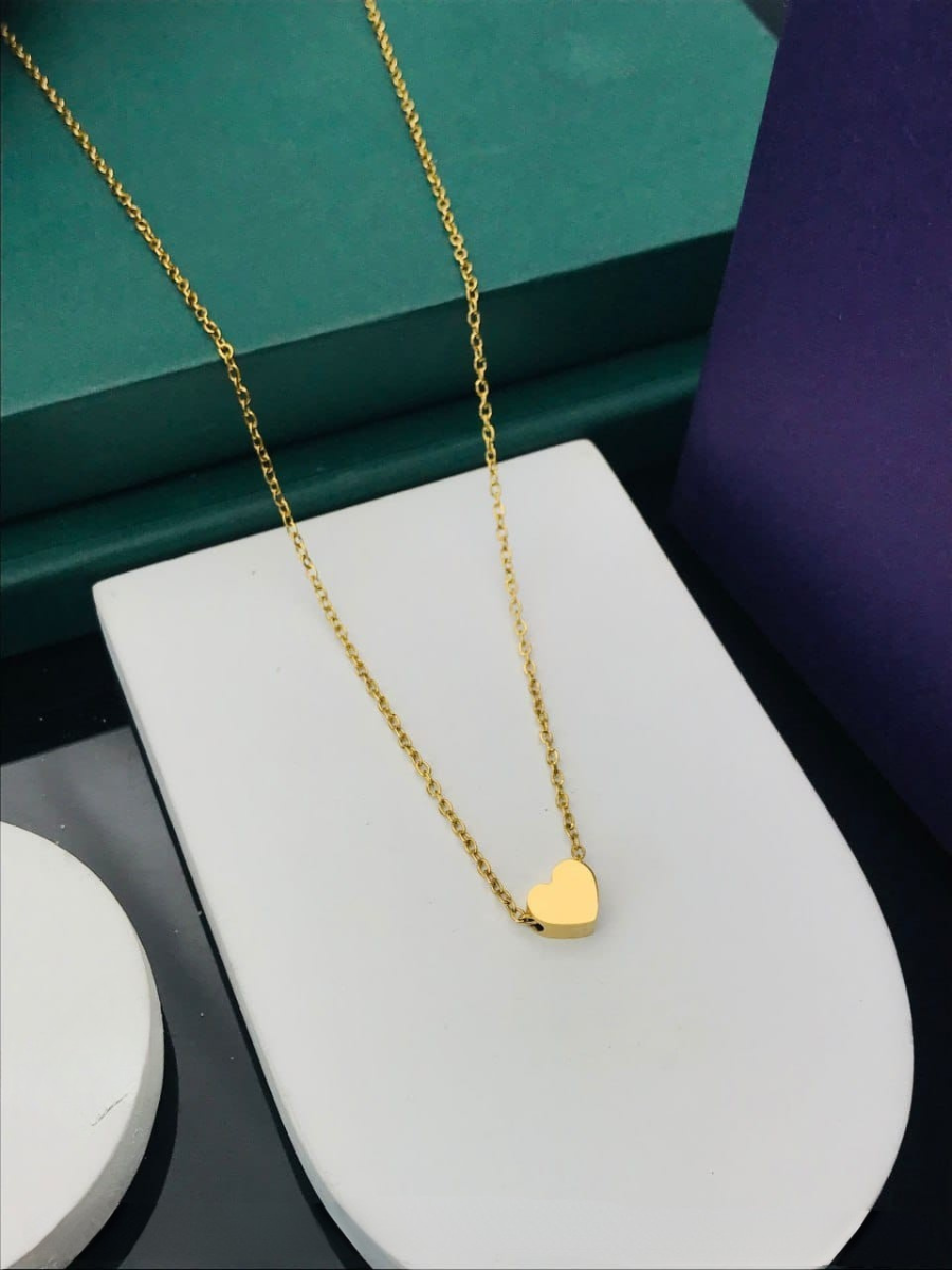 Buy 18K Gold Finish Small Heart Pendant Chain Necklace Online - TheJewelbox
