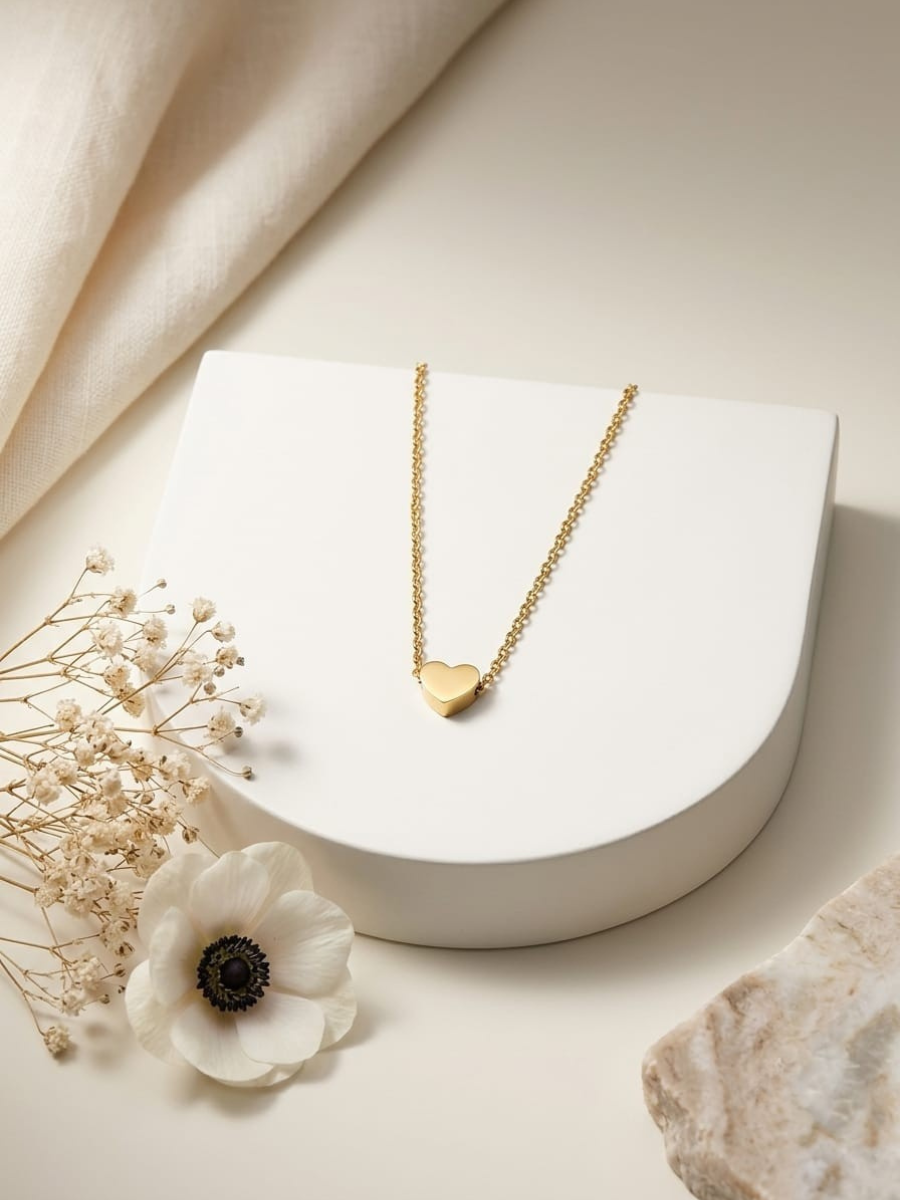 Buy 18K Gold Finish Small Heart Pendant Chain Necklace Online in India