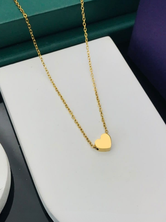 18K Gold Finish Small Heart Pendant Chain Necklace