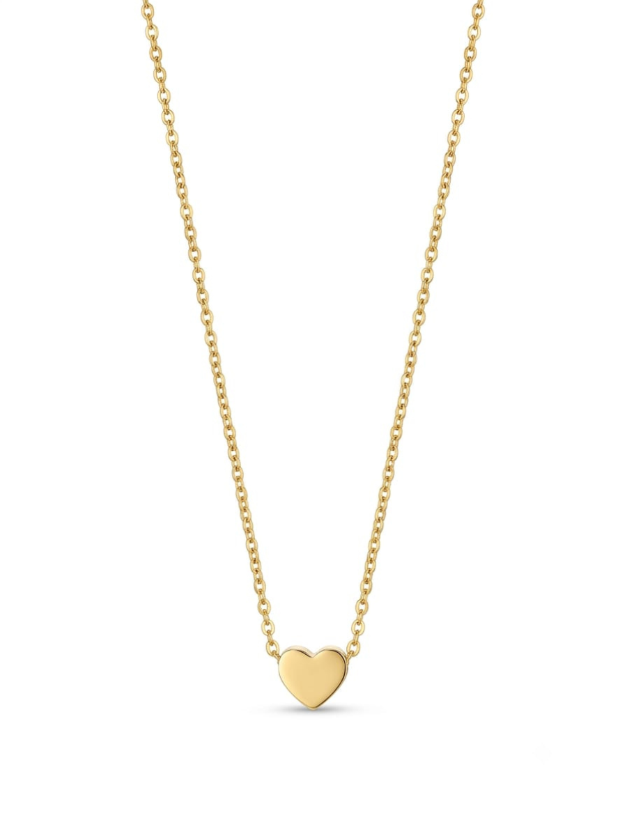 18K Gold Finish Small Heart Pendant Chain Necklace