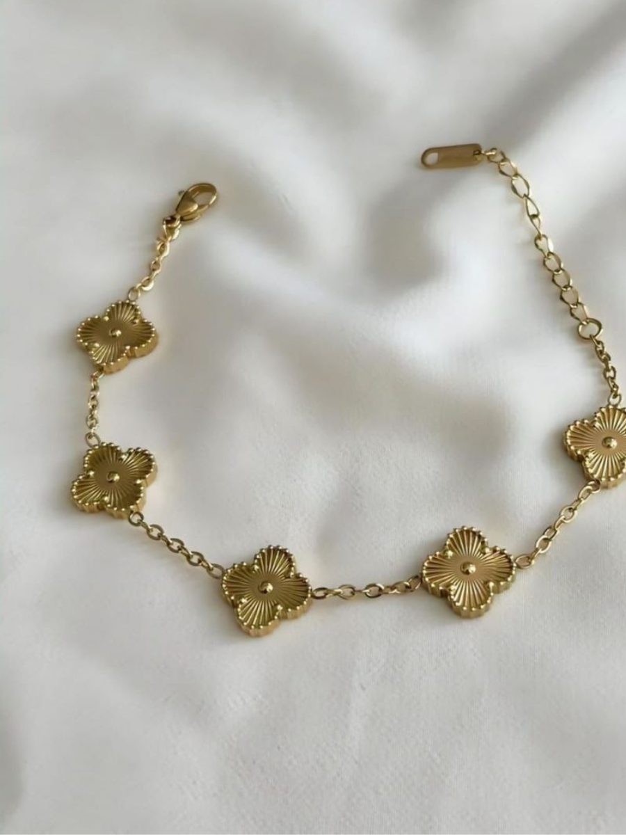 18K Gold Plated Clover Charm Loose Chain Bracelet