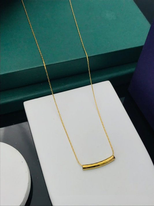 Buy 18K Gold Plated Curved Bar Pendant Chain Necklace Online - TheJewelbox