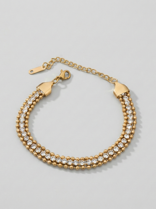 Adjustable gold plated triple chain bracelet