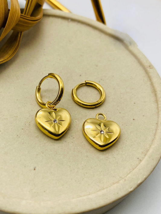 Buy Aesthetic Heart of Gold Huggie Hoop Earrings - TheJewelbox