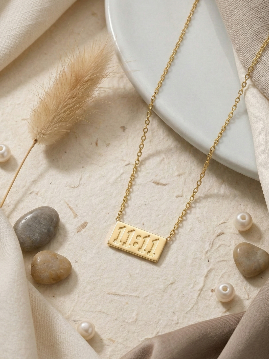 Buy Angel Number 11:11 Engraved Golden Chain Necklace Online in India