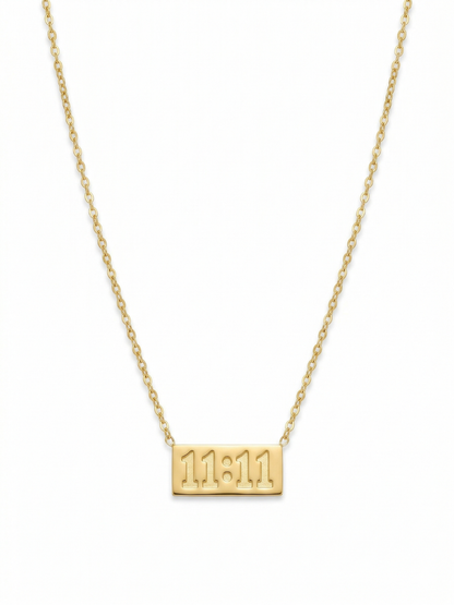 Anti tarnish Angel Number 11:11 Engraved Golden Plated Chain Necklace