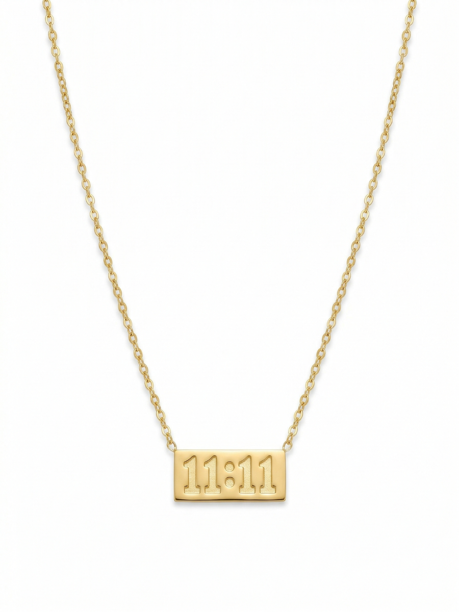 Anti tarnish Angel Number 11:11 Engraved Golden Plated Chain Necklace