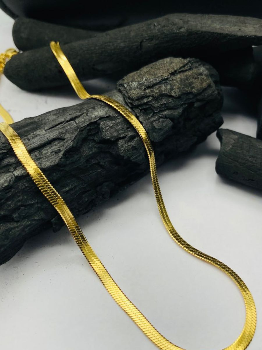 Anti Tarnish Gold Plated Stainless Steel Flat Snake Chain
