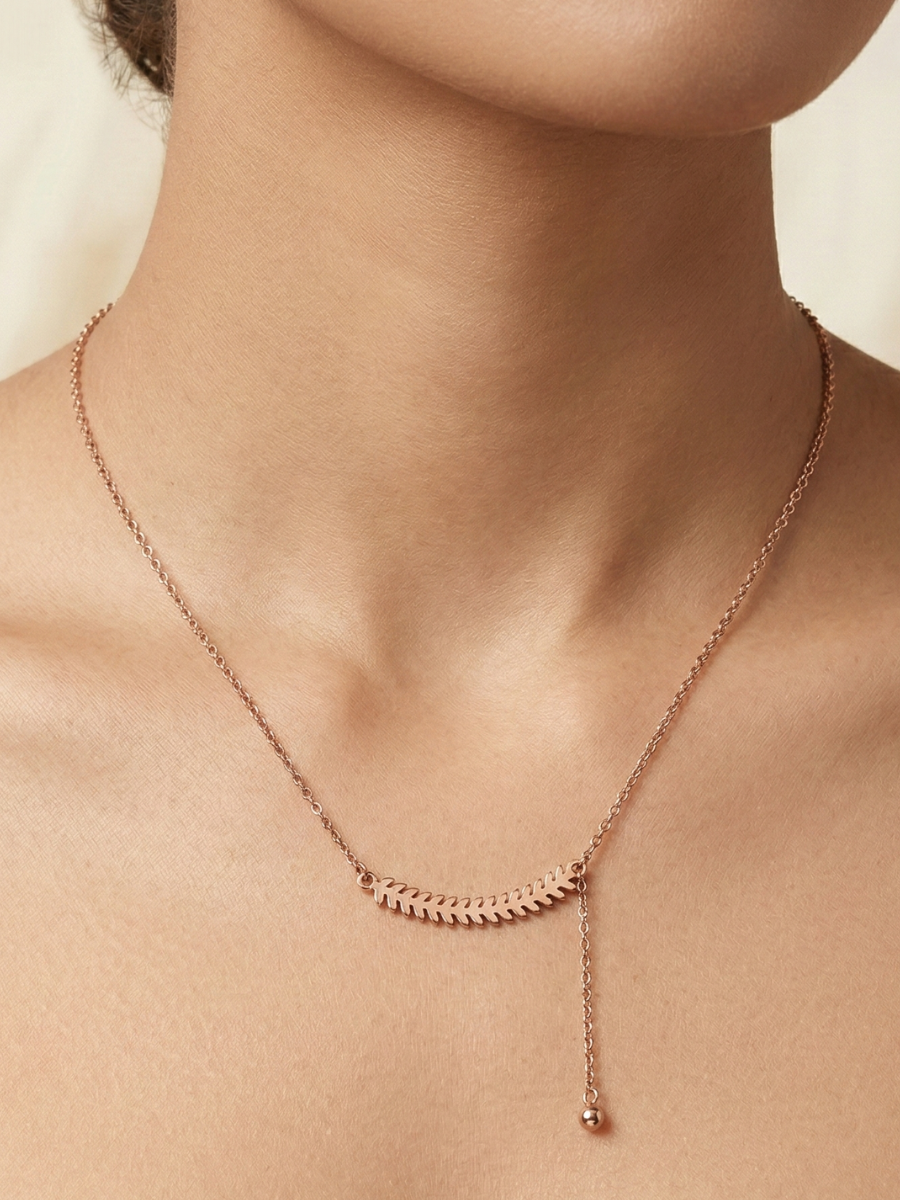 Anti Tarnish Minimal Pendant Rose Gold Chain Necklace