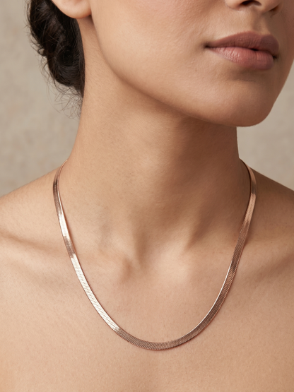 Buy Anti Tarnish Rose Gold Plated Flat Snake Chain Online in India