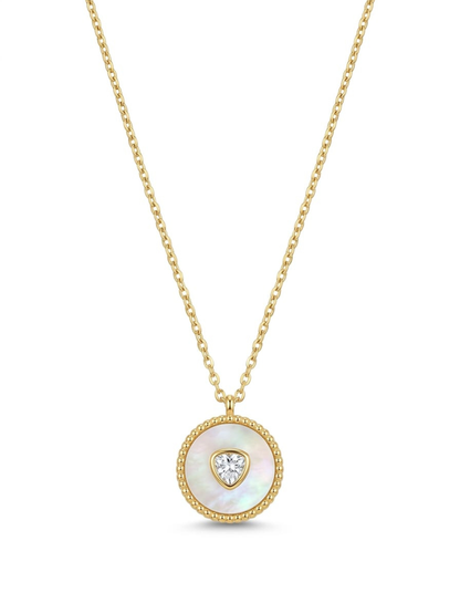 Aurelia White Enamel Crystal Medallion Golden Chain Necklace
