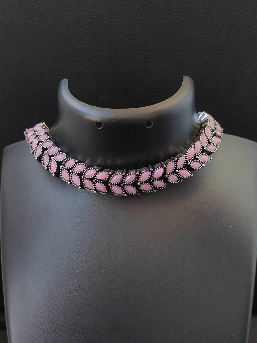 Pink Crystal Stone Necklace, Wire Wrap Silver Band Pendant | O Yeah Gifts!
