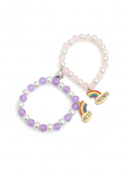 Buy Baby Pink and Purple Pearl Beaded Best Friends Charm Bracelets Online