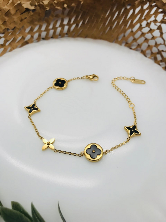 Buy Black Clover Charm Thin Chain Gold Plated Bracelet - TheJewelbox