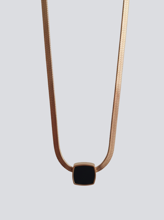 Buy Black Square Pendant Rose Gold Snake Chain Necklace Online in India - TheJewelbox