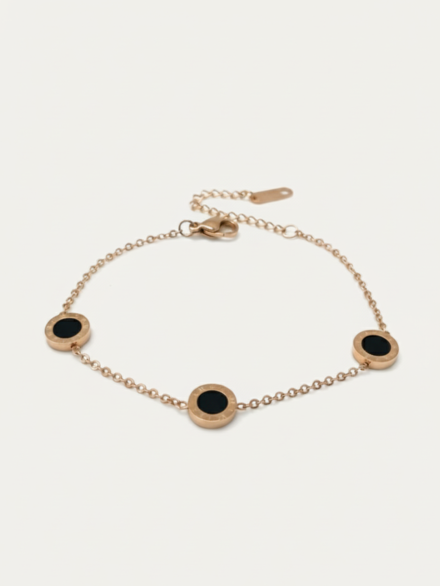 Buy Black Stone Studded Rose Gold Minimal Statement Bracelet Online in India - TheJewelbox