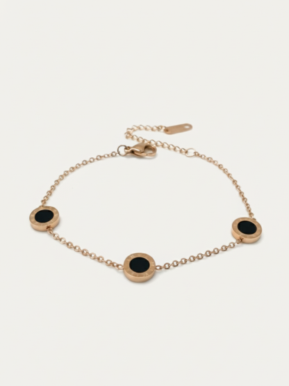 Buy Black Stone Studded Rose Gold Minimal Statement Bracelet Online in India - TheJewelbox