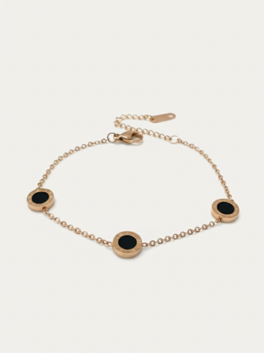 Buy Black Stone Studded Rose Gold Minimal Statement Bracelet Online in India - TheJewelbox