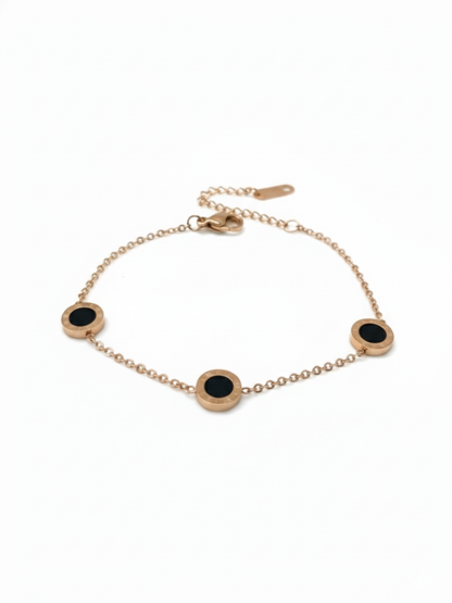 Black Stone Studded Rose Gold Minimal Statement Bracelet