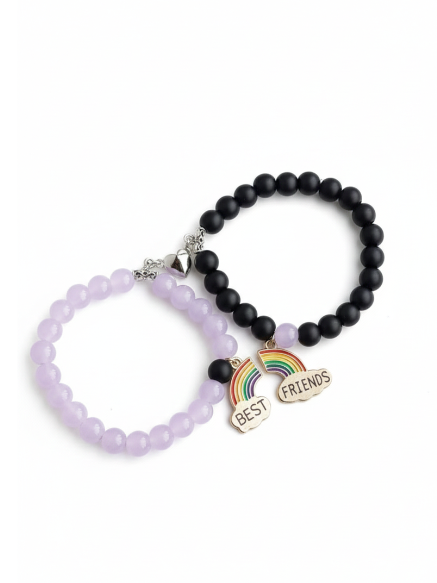 Buy Black and Purple Best Friends Charm Magnetic Beaded Bracelets Online