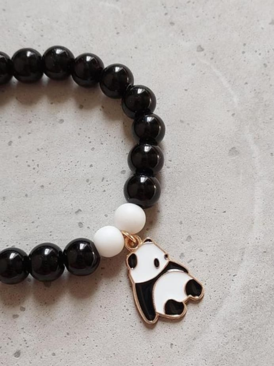 Black and White Panda Charm Beaded Bracelets