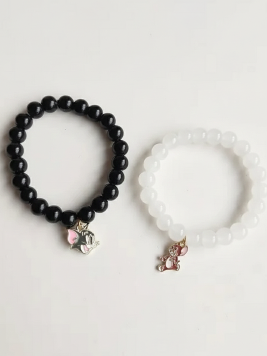 Black and White Tom & Jerry Charms Beaded Bracelets