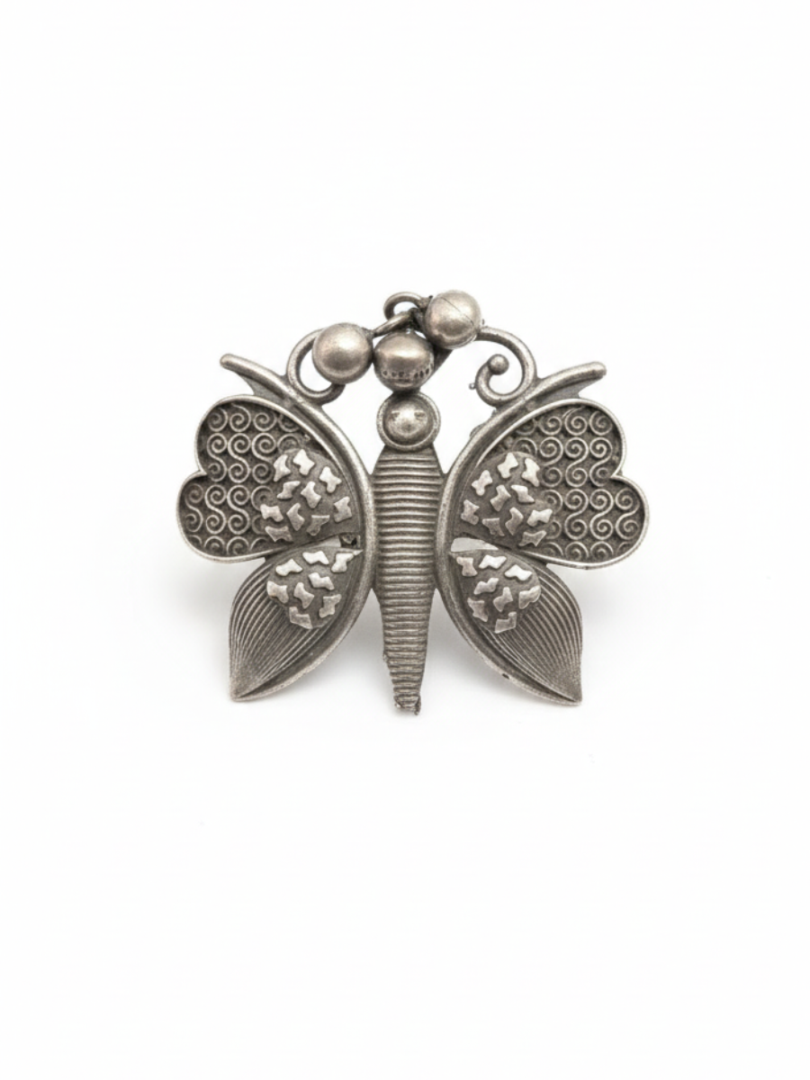 Butterfly Shaped Oxidised Silver Finger Ring