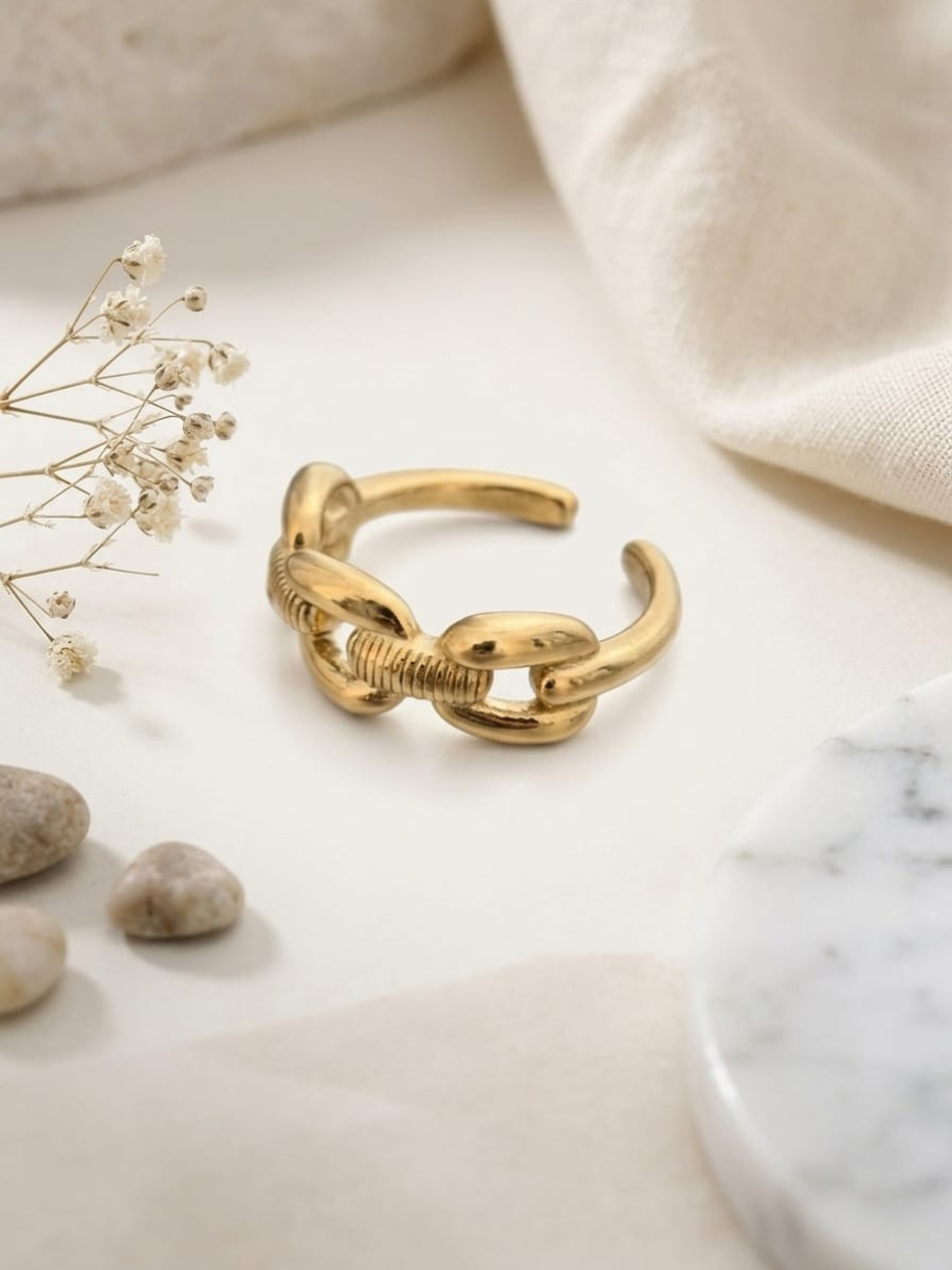 Buy Chunky Adjustable Rose Gold Chain Linked Finger Ring Online in India