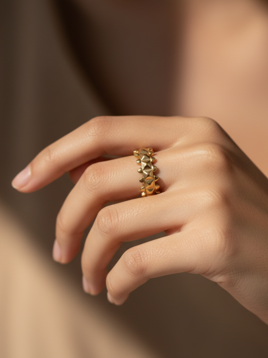 Adjustable Chunky Rose Gold Plated Textured Ring