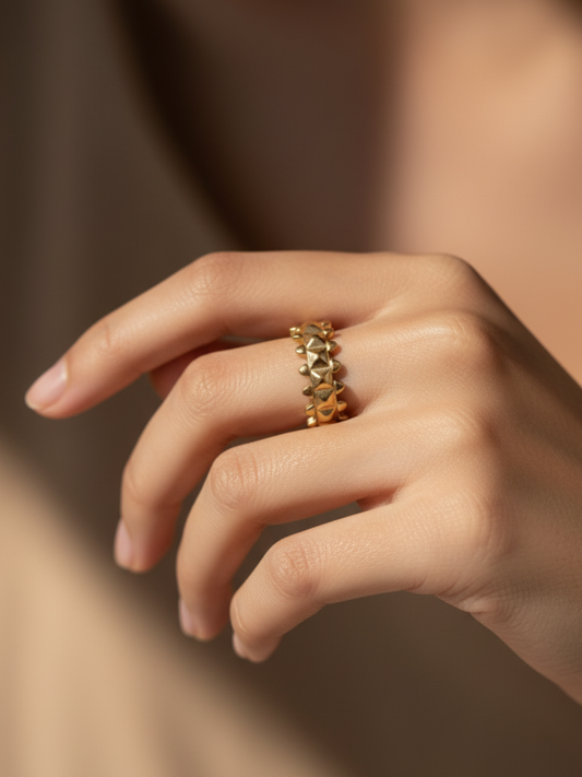 Adjustable Chunky Rose Gold Plated Textured Ring