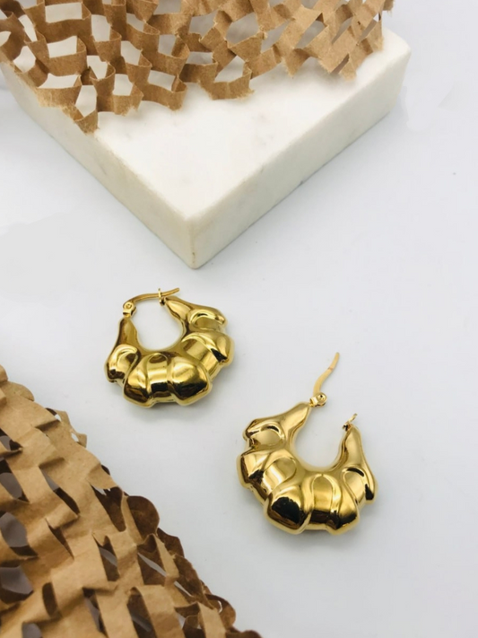 Buy Chunky Gold Plated Korean Style Hoop Earrings - TheJewelbox