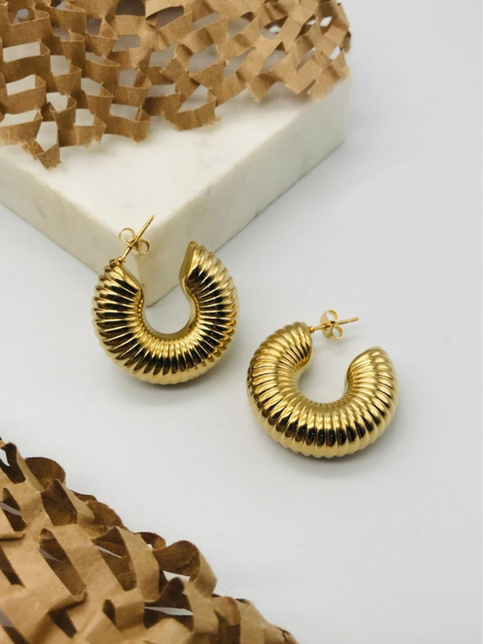 Buy Chunky Gold Plated Spiral Hoop Earrings - TheJewelbox