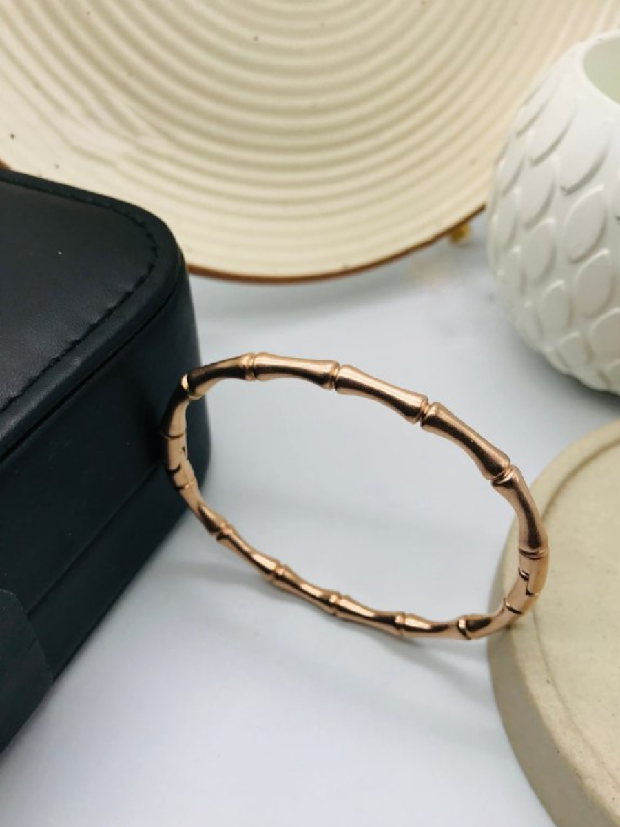 Buy Classic Bamboo Style Rose Gold Cuff Bracelet - TheJewelbox