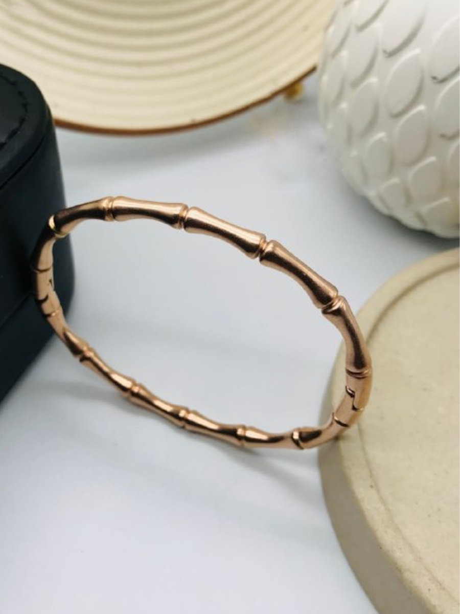 Classic Bamboo Style Rose Gold Cuff Bracelet