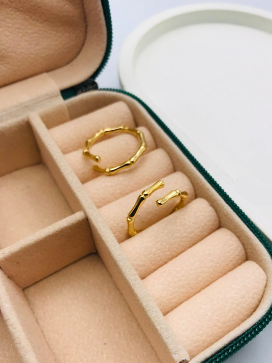 Buy Classic Gold Plated Bamboo Style Adjustable Ring - TheJewelbox