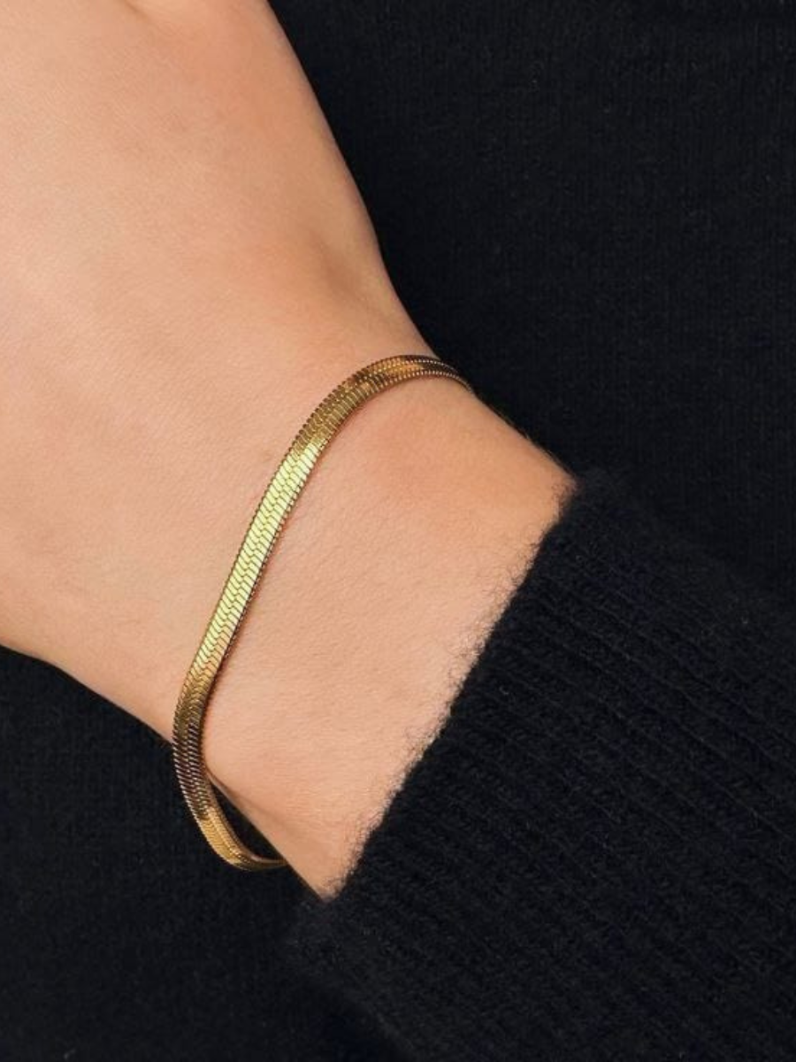 Buy Classic Gold Plated Flat Snake Chain Bracelet Online - TheJewelbox