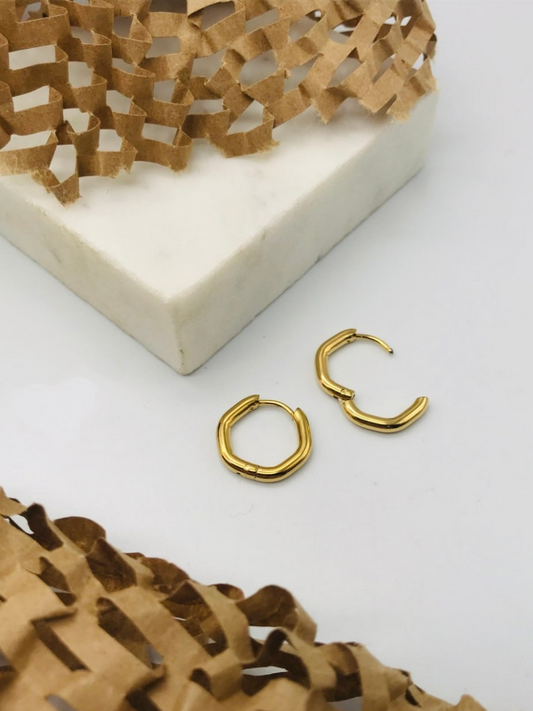 Buy Classic Gold Plated Hexagonal Hoop Earrings - TheJewelbox