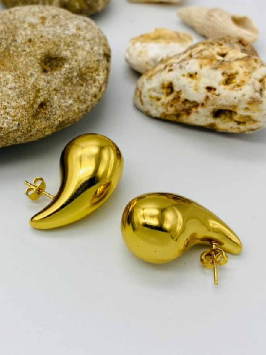 Classic Gold Plated Teardrop Stud Earrings