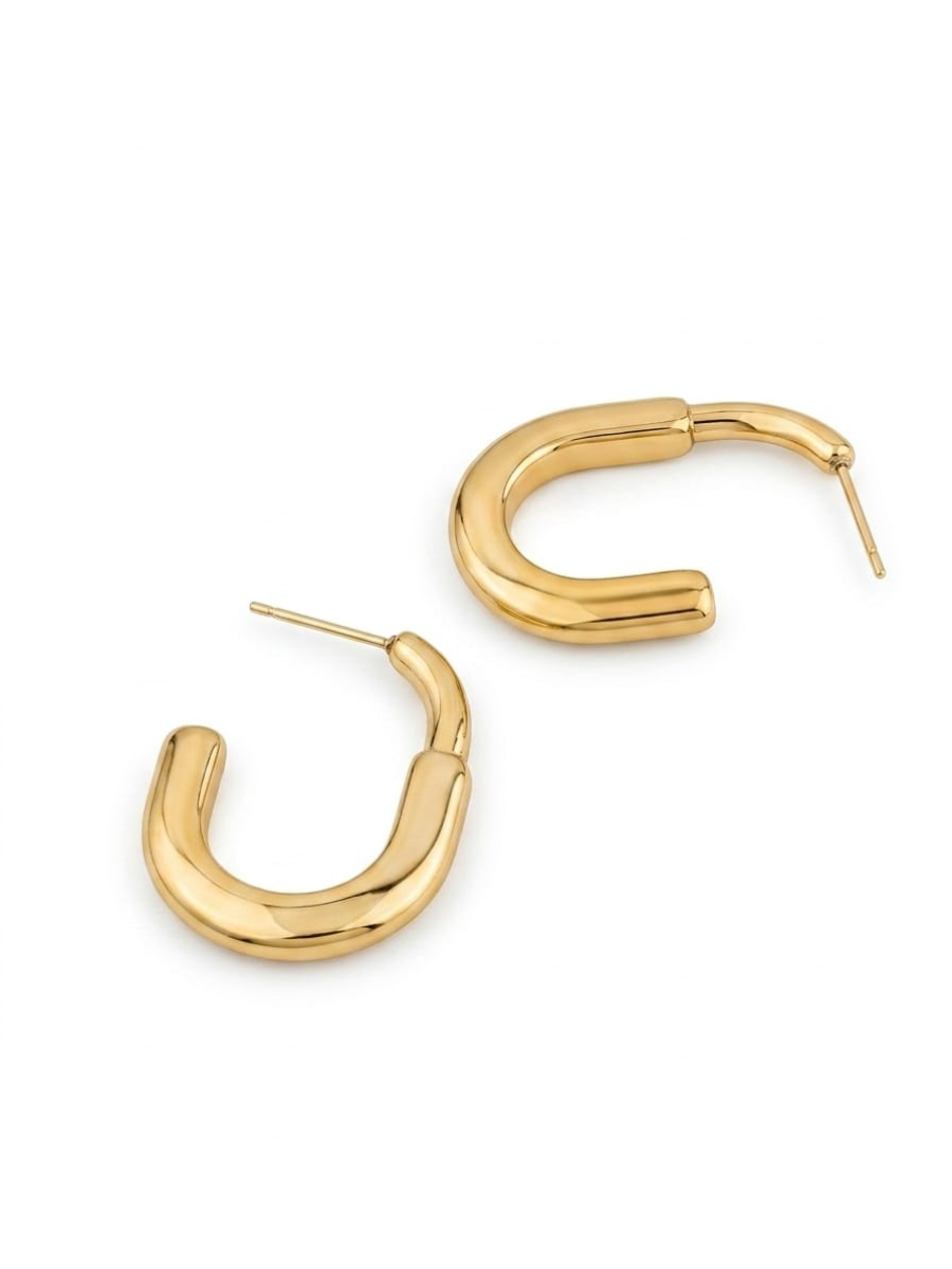 Classic Golden Plated Minimal Hoop Earrings