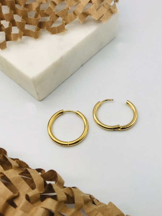 Buy Classic Round Gold Plated Huggie Hoop Earrings - TheJewelbox
