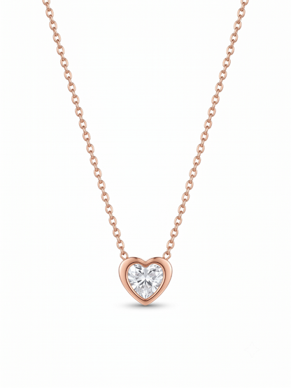 Crystal Heart Pendant Minimal Rose Gold Chain Necklace