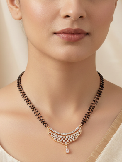 Rose Gold American Diamond Designer Short Mangalsutra