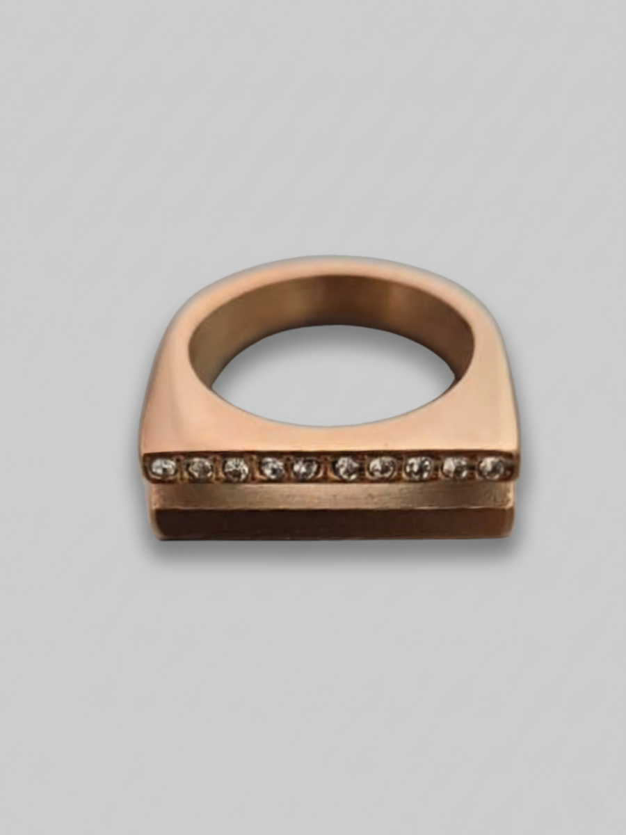 Buy Designer Rose Gold Diamond Double Line Ring Online - TheJewelbox